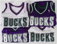 2003-05 Milwaukee Bucks Blank Jersey Shells - Lot of 4 w/ 2 Home & 2 Road (MEARS LOA)