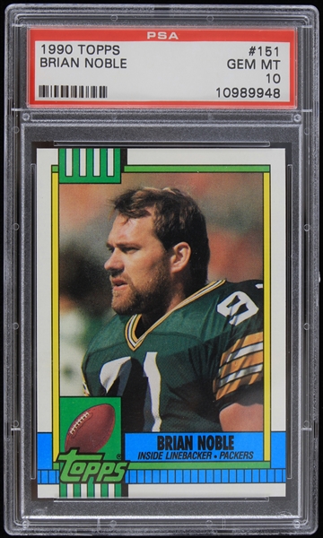 1990 Brian Noble Green Bay Packers Topps #151 Trading Card (PSA GEM MT 10)