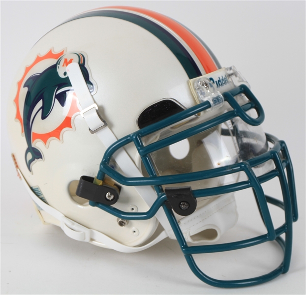 2009-12 Miami Dolphins Game Worn Football Helmet w/ Visor & Breast Cancer Awareness Ribbon (MEARS LOA)