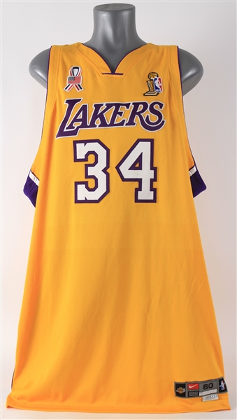 2002 Shaquille ONeal Los Angeles Lakers NBA Finals Home Jersey (MEARS A5)