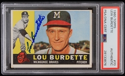 1960 Lew Burdette Milwaukee Braves Signed Topps #70 Trading Card (PSA/DNA Slabbed)