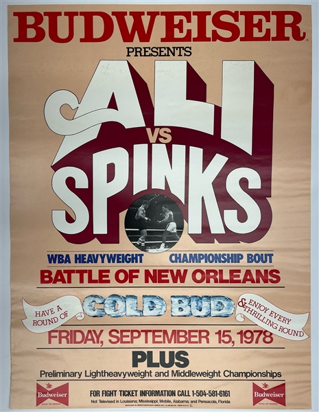 1978 Muhammad Ali Leon Spinks World Heavyweight Championship Title Bout 21" x 28" Fight Poster (Troy Kinunen Collection)