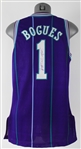 1995-96 Muggsy Bogues Charlotte Hornets Signed Road Jersey (MEARS A10/JSA)