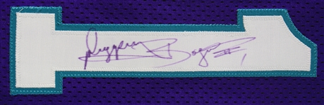 1995-96 Muggsy Bogues Charlotte Hornets Signed Road Jersey (MEARS A10/JSA)