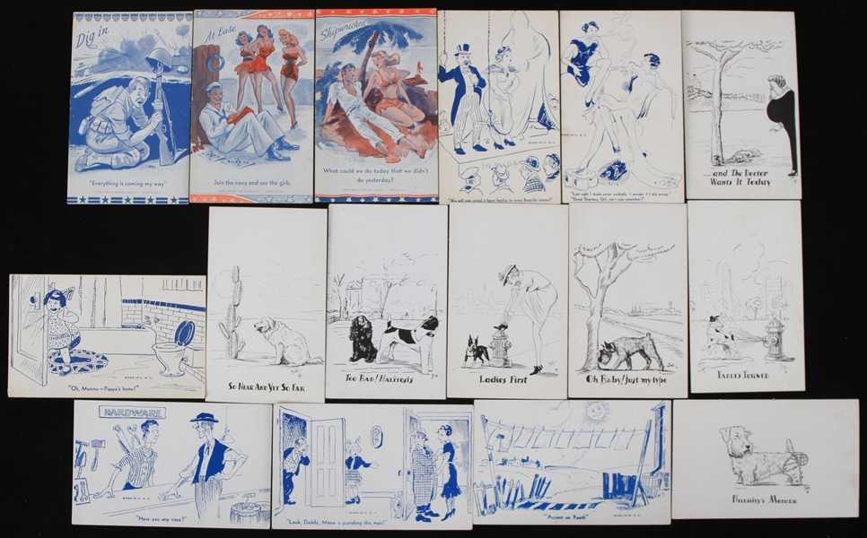 1940s Military, Pinup Girls, and Comic Entertainment Cards (Lot of 16)