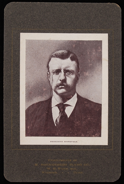1900s Theodore Roosevelt M. Sonnenberg Piano Co. Cabinet Card