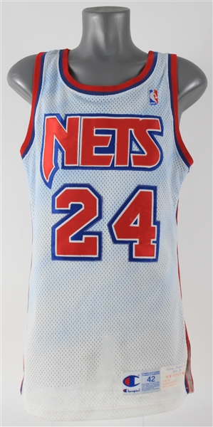 1990-91 Reggie Theus New Jersey Nets Game Worn Home Jersey (MEARS A8)