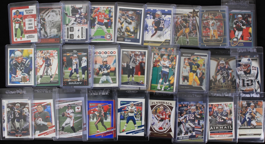 2000s-20s Tom Brady Patriots/Buccaneers Football Trading Card Collection - Lot of 59