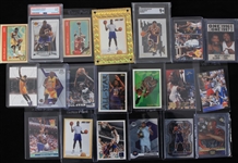 1990s-2000s Shaquille ONeal Kobe Bryant Los Angeles Lakers Basketball Trading Cards - Lot of 29 w/ 2012 Shaq Panini Prizm (PSA Mint 9) and 1999-00 Kobe Upper Deck MVP (SGC 9 MT)