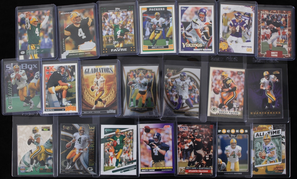 1990s-2000s Brett Favre Falcons/Packers/Vikings Football Trading Cards - Lot of 30