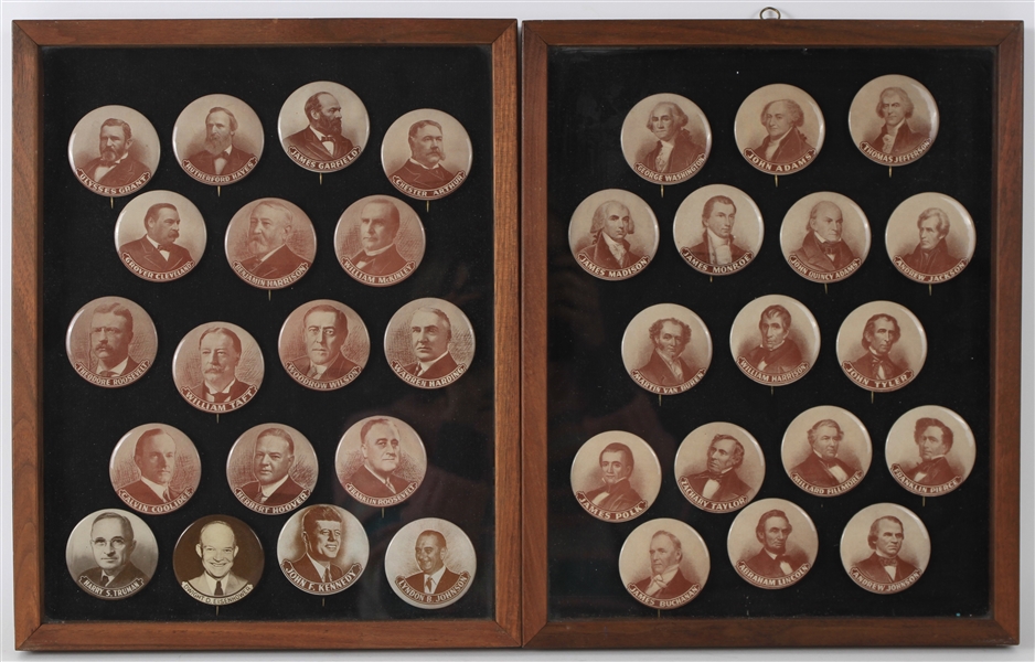 1960s Presidents of the United States of America 2.25" Pinback Buttons - Lot of 35 From George Washington to Lyndon B Johnson