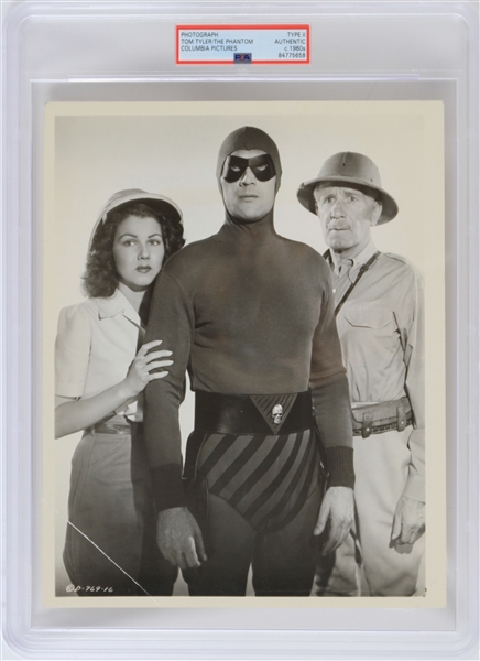 1960s Tom Tyler The Phantom 8x10 Black and White Photo (Type II) (PSA Slabbed)