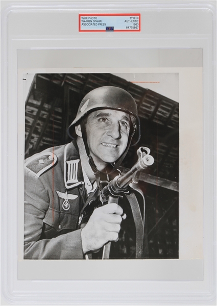 1963 Warren Spahn Milwaukee Braves, Guest Appearance on Combat 8x8 Black and White Associated Press Photo (Type III) (PSA Slabbed)