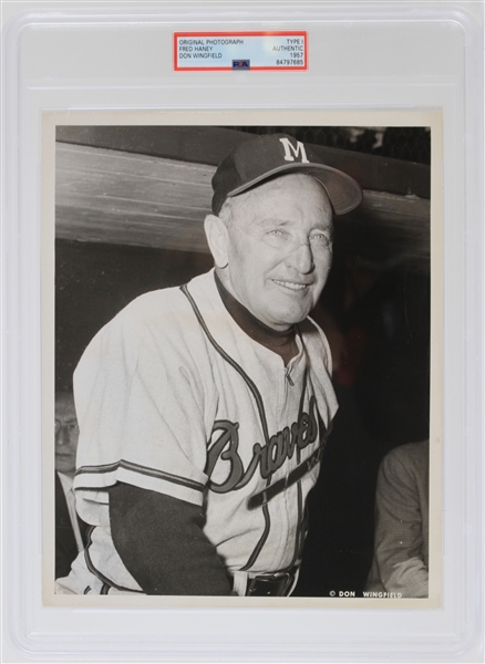 1957 Fred Haney Milwaukee Braves 8x10 Black and White Don Wingfield Photo (Type I) (70T0302)