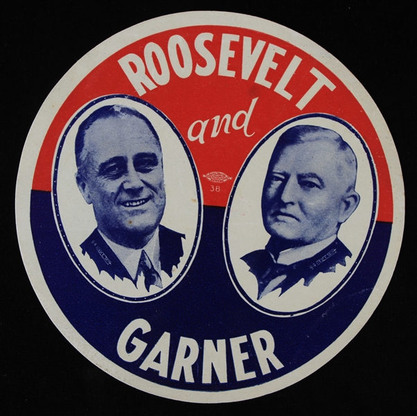 1930s Theodore Roosevelt and John Garner 6" Election Flyer