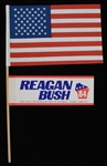 1984 Ronald Reagan and George Bush Wisconsin Republican Party American Flag Campaign Flyer
