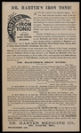 1880's-1890's Dr Harter's Iron Tonic 7x12 Advertising Flyer