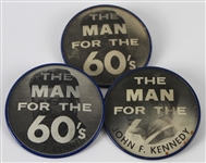 1960's John F. Kennedy Holographic 2.5 Pinback Buttons (Lot of 3)