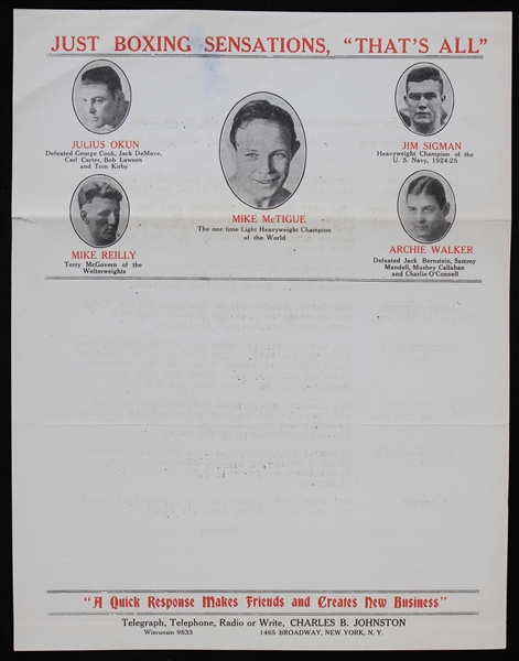 1920s-1930s Boxing Sensations Wire Write Telephone Telegraph