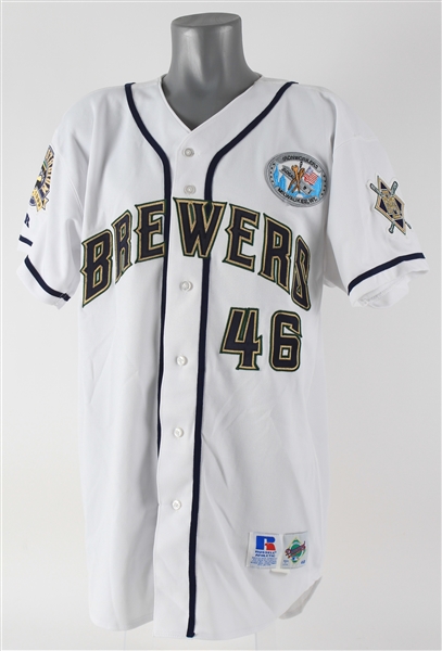 1999 Bill Pulsipher Milwaukee Brewers Game Worn Home Jersey (MEARS LOA)
