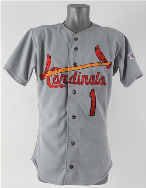 1992 Ozzie Smith St. Louis Cardinals Game Worn Road Jersey (MEARS A5)