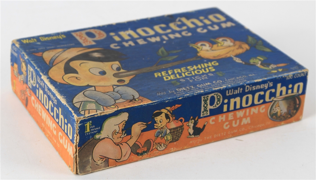 1940 Walt Disneys Pinocchio Chewing Gum Counter Display Box