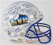 2000's Super Bowl MVP Multi Signed Full Size Football Helmet w/ 44 Signatures Including Bart Starr, Joe Namath. Joe Montana, Tom Brady & More (Mounted Memories)