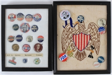 1930's-40's Franklin Delano Roosevelt 32nd President of the United States Memorabilia - Lot of 25 w/ Pinbacks and 16 x 23 Campaign Poster 
