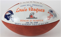 2016 Louis Vasquez Denver Broncos AFC Championship Game Used ONFL Goodell Presentation Football (MEARS LOA)