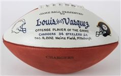 2012 Louis Vasquez San Diego Chargers Game Used ONFL Goodell Presentation Football (MEARS LOA)