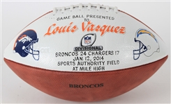 2014 Louis Vasquez Denver Broncos Divisional Playoff Game Used ONFL Goodell Presentation Football (MEARS LOA)