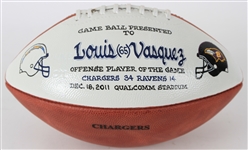 2011 Louis Vasquez San Diego Chargers Game Used ONFL Goodell Presentation Football (MEARS LOA)
