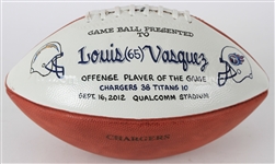 2012 Louis Vasquez San Diego Chargers Game Used ONFL Goodell Presentation Football (MEARS LOA)