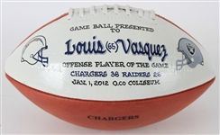 2012 Louis Vasquez San Diego Chargers Game Used ONFL Goodell Presentation Football (MEARS LOA)