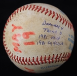 1981 (May 19) Rollie Fingers Milwaukee Brewers Signed OAL MacPhail Game Used Baseball (MEARS LOA/JSA)