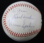 1964 BIG THREE Hank Aaron Eddie Mathews Warren Spahn Milwaukee Braves Signed & Inscribed ONL Giles Baseball (JSA) From the Collection of Big Jim Ksicinski 