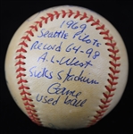 1969 Jim Bouton Seattle Pilots Signed OAL Reach Sicks Stadium Game Used Baseball (MEARS LOA/JSA)