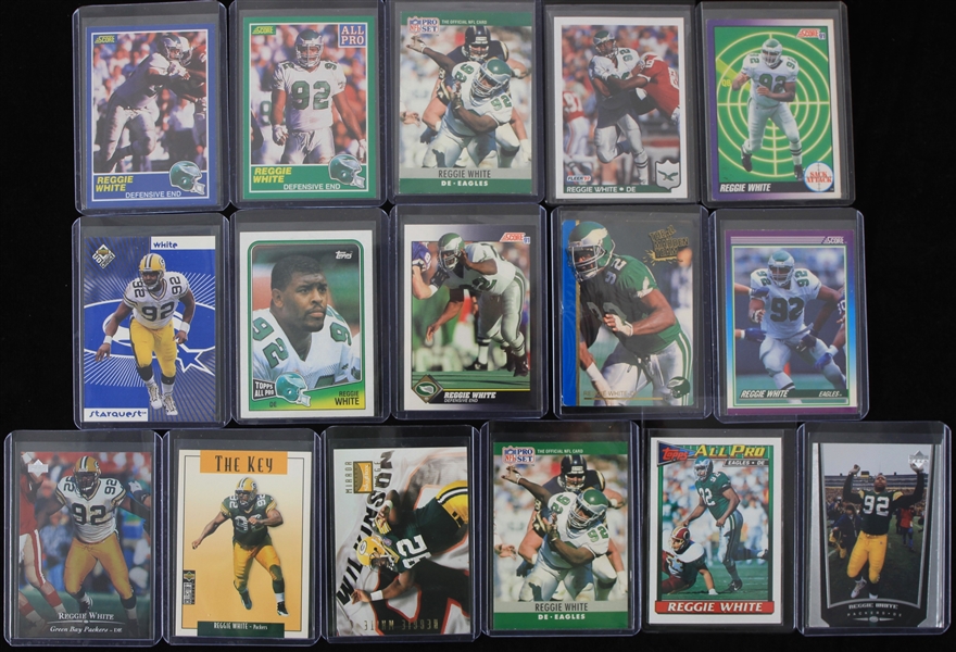 1988-1998 Reggie White Philadelphia Eagles and Green Bay Packers Trading Cards (Lot of 16)