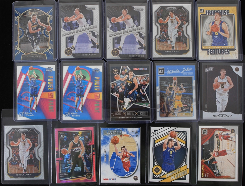 2016-2022 Nikola Jokic Denver Nuggets and Nikola Vucevic Orlando Magic Trading Cards (Lot of 15)