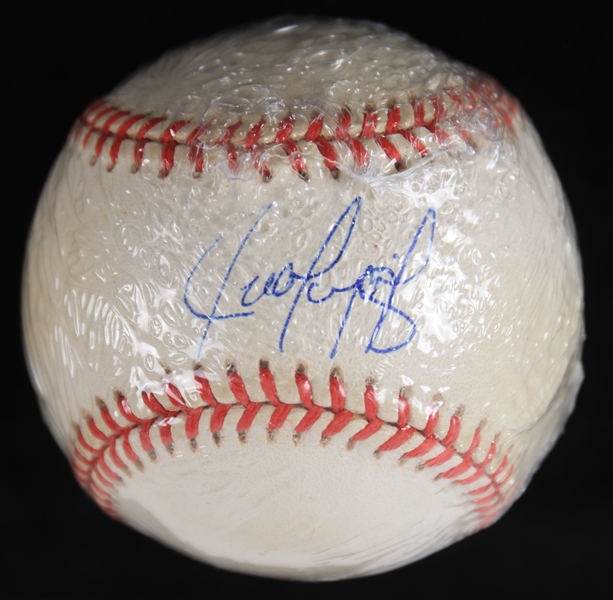 1995-99 Juan Gonzalez Texas Rangers Signed OAL Budig Baseball (JSA)