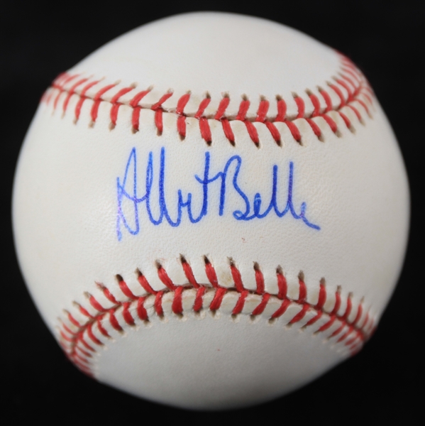 1993-94 Albert Belle Cleveland Indians Signed OAL Brown Baseball (JSA)