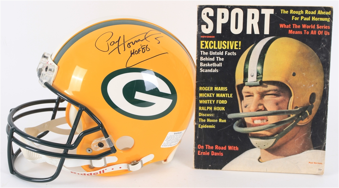 2000s Paul Hornung Green Bay Packers Signed Full Size Helmet (JSA)