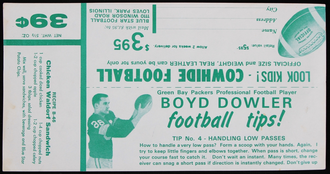 1959-1969 Boyd Dowler Green Bay Packers Advertisement 