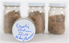 1994 Brett Favre Green Bay Packers Final Game at Milwaukee County Stadium Game Used Dirt - Lot of 4 Small Jars (MEARS LOA)
