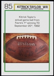 1992 Kitrick Taylor Green Bay Packers Signed Favre's First Game Winning TD Commemorative Trading Card (JSA)