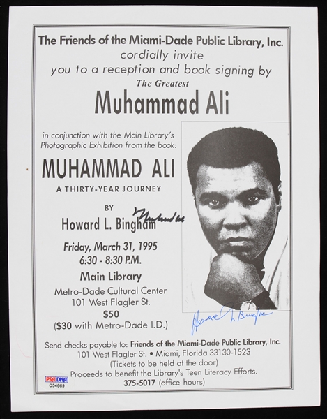 1990s Muhammad Ali World Heavyweight Champion Signed Book Flier (JSA)(PSA/DNA)