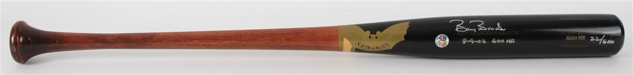 2002 Barry Bonds San Francisco Giants Signed SamBat Professional Model 600th Home Run Commemorative Bat (MEARS LOA) 22/600