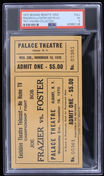 1970 Joe Frazier vs Bob Foster Remote Viewing Ticket Stub (PSA Slabbed) (Troy Kinunen Collection)