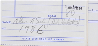 1970s Allen Bud Selig Milwaukee Brewers Signed Pfister Hotel and Milwaukee Athletic Club Receipts (Lot of 7)