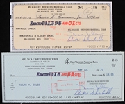 1970 Lewis Krausse and Bud Selig Milwaukee Brewers Signed Checks (Lot of 2)